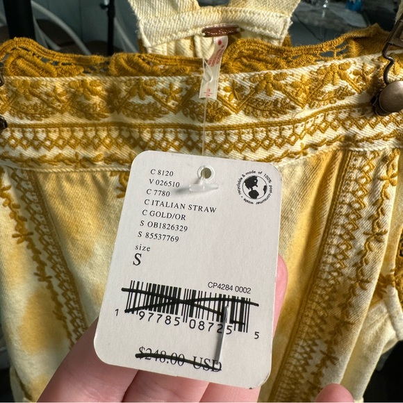 NWT Free People Bali Devon Skirtall - Italian straw / gold - S - Picture 10 of 10